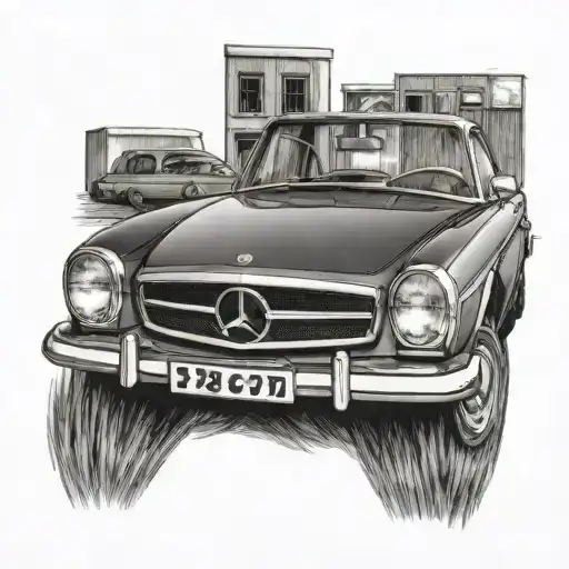 MERCEDES-BENZ 280 SLC front tattoo design idea