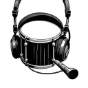 wireless headphone drum stick flute surrounded tattoo design idea