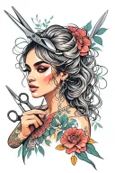 hairstylist holding scissors tattoo design idea