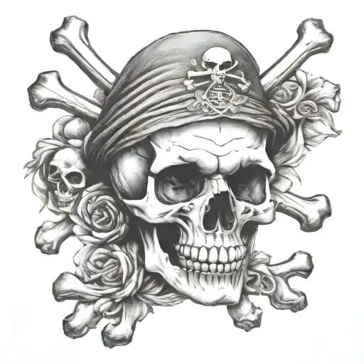 skull and crossbones japanese tattoo design idea