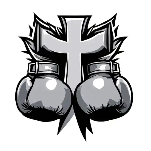 Cross With Boxing Gloves tattoo design idea
