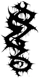 Raw Blackwork Chaotic Bold Strokes Flow Brutalist Dark Abstract Lettering Thorns Cyber Sigilism Expressive Anatomical  tattoo design idea