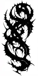 Raw Blackwork Chaotic Bold Strokes Flow Brutalist Dark Abstract Lettering Thorns Cyber Sigilism Expressive Anatomical  tattoo design idea