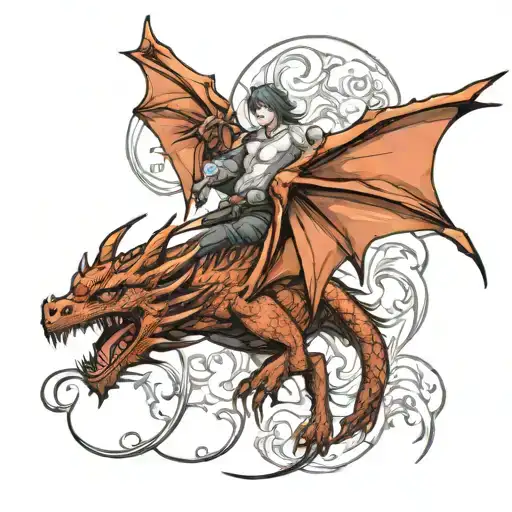 dragon flying tattoo design idea