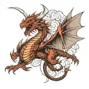 dragon flying tattoo design idea