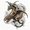 dragon flying tattoo design idea