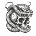 skull snake tattoo design idea