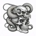 skull snake tattoo design idea