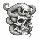 skull snake tattoo design idea