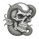 skull snake tattoo design idea
