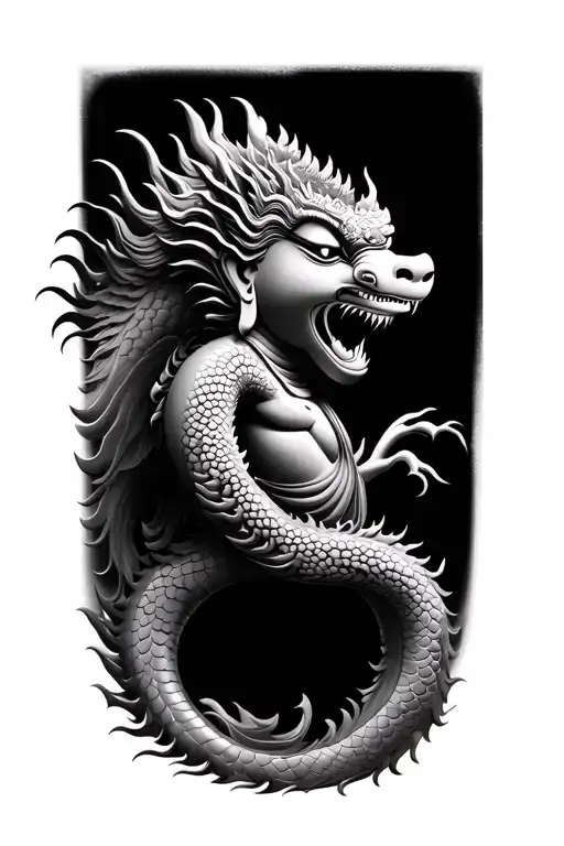 Chinese Buddha dragon tattoo design idea