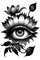 eye of st lucia and lotus flower blooming tattoo design idea