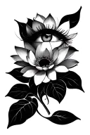 eye of st lucia and lotus flower blooming tattoo design idea