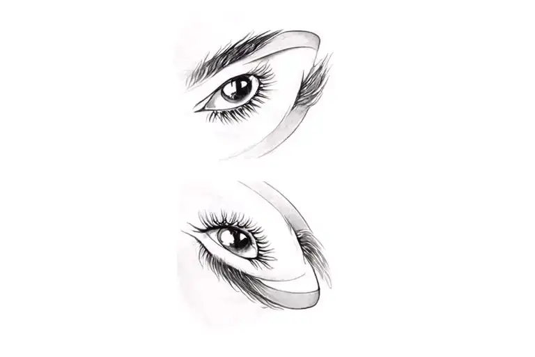 a woman's eyelashes tattoo design idea