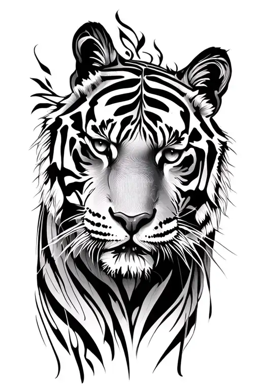 Tiger face tattoo design idea