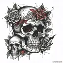 skull with roses tattoo design idea