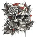 skull with roses tattoo design idea