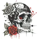 skull with roses tattoo design idea
