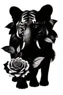 tiger rose butterfly elephant tattoo design idea