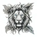 lion head roaring with blue eye and scare across face calender below with the dates 6th of September 2024 tattoo design idea