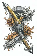 weapon with thunder lightning tattoo design idea