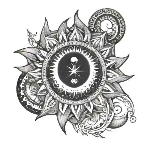 Sun and moon mandala tattoo design idea