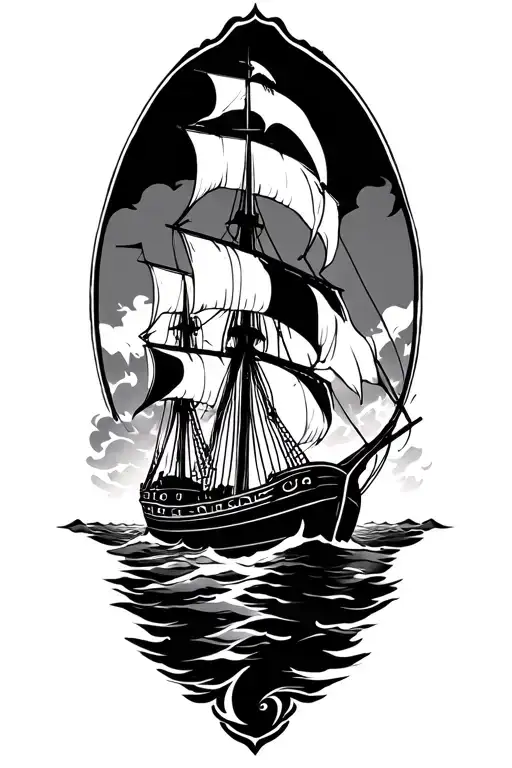 burning boats conquistadors tattoo design idea