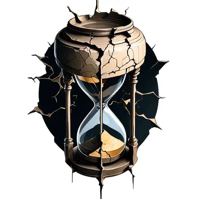 "Temet Nosce" broken hourglass tattoo design idea