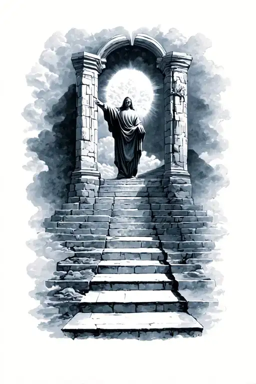 heaven stairs going into heaven tattoo design idea
