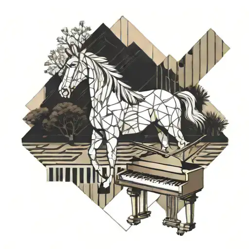  oak tree piano keys  and a horse tattoo design idea