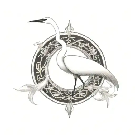 Coverup egret tattoo design idea