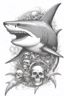 shark with skull and crossbones tattoo design idea