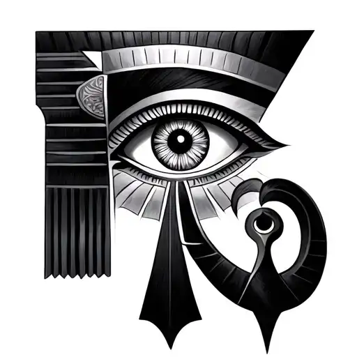 eye of ra and eye of Horus and ankh symbol incorporated tattoo design idea