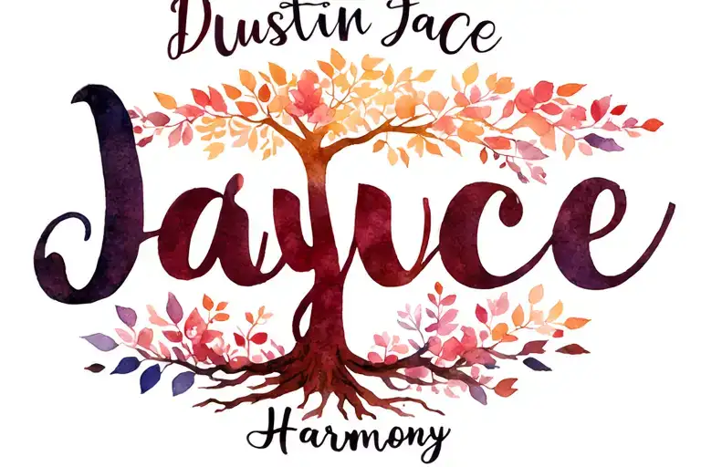 "Dustin  Jayce  Harmony" Tree Of Life With Names tattoo design idea