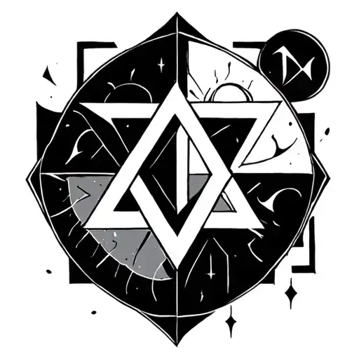 hexagram whit runes tattoo design idea