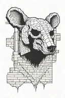 bear skull and brick wall tattoo design idea