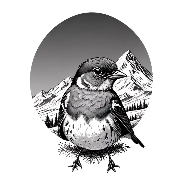 robin bird mountain flagstaff tattoo design idea