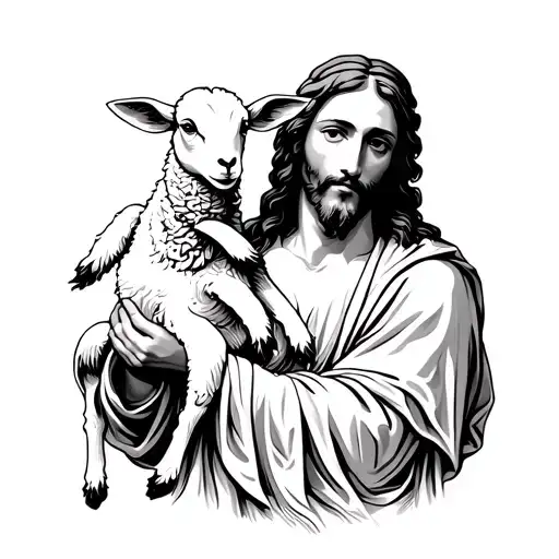 Jesus holding a lamb tattoo design idea