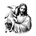 Jesus holding a lamb tattoo design idea