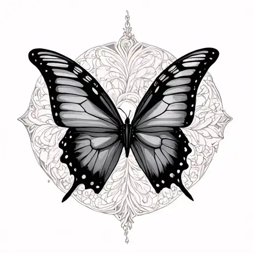 Virgo symbol 444 and butterfly  tattoo design idea
