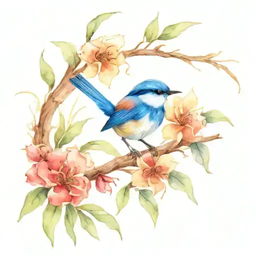 blue wren tattoo design idea