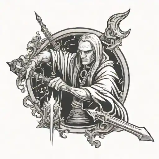 invoker with wand horizontally tattoo design idea