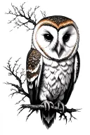 sinister barn owl tattoo design idea