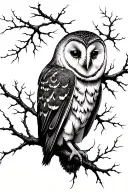 sinister barn owl tattoo design idea