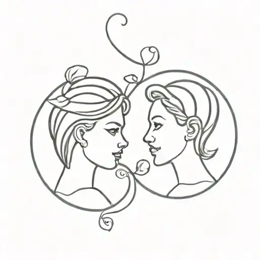 2 daughters tattoo design idea
