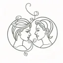 2 daughters tattoo design idea