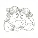 2 daughters tattoo design idea