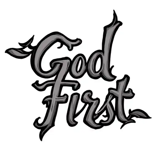 god first in cursive with a cross intertwined tattoo design idea