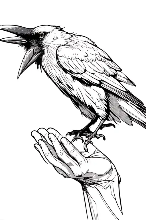 Raven on raised hands tattoo design idea