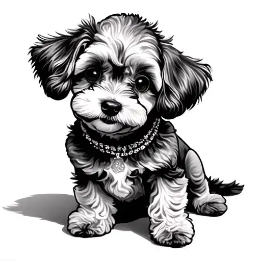 toy poodle dog adorned tattoo design idea